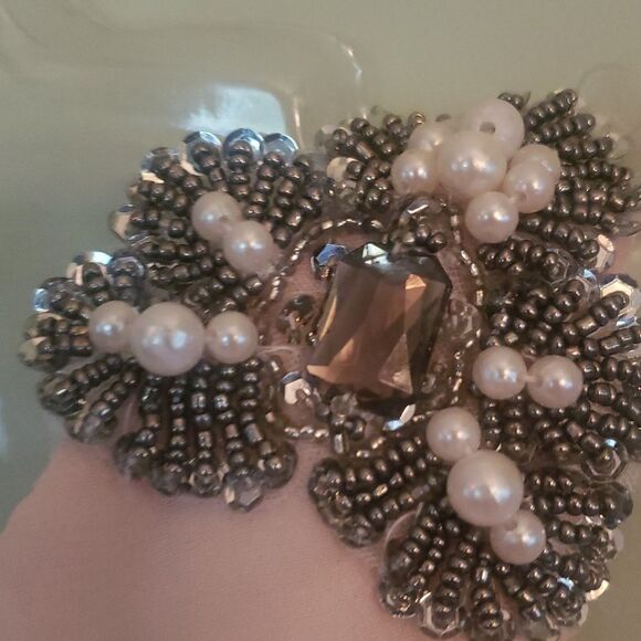 TRAMP NWT One Shoulder Black Tunic Dress Beaded Drape Sparkly Sexy M - Picture 2 of 7